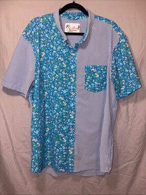 chubbies Blue Floral and Stripe Short-Sleeve Button-Down Shirt